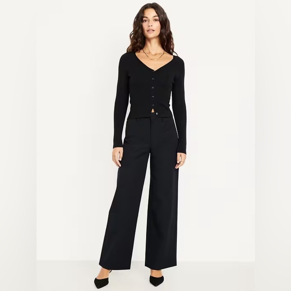 NWT! Old Navy Black High-Waisted Pixie Super Wide-Leg Pants 842744 🩷 🐛